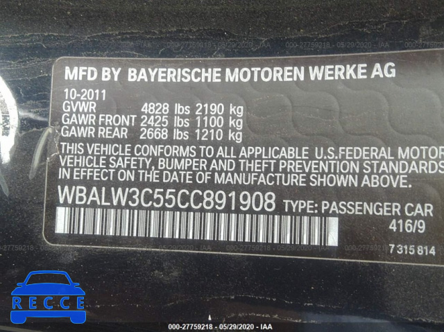 2012 BMW 640 I WBALW3C55CC891908 image 7
