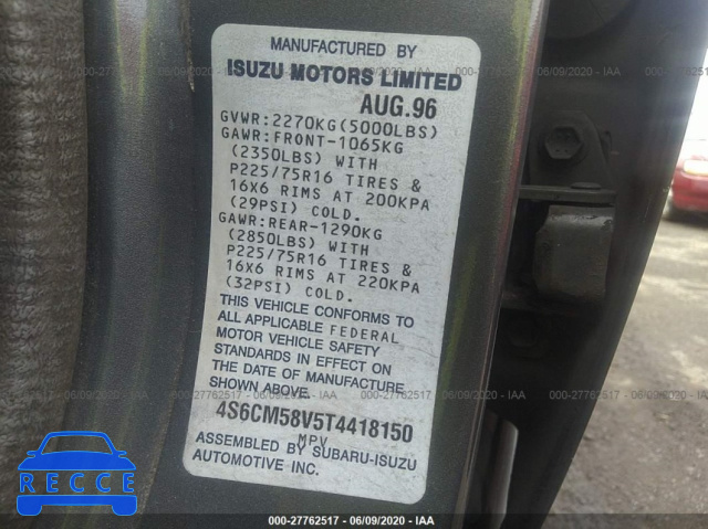 1996 HONDA PASSPORT EX/LX 4S6CM58V5T4418150 image 8