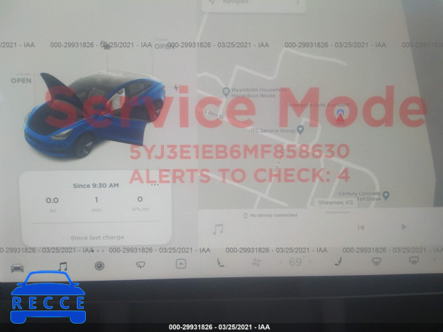 2021 TESLA MODEL 3 LONG RANGE 5YJ3E1EB6MF858630 зображення 6