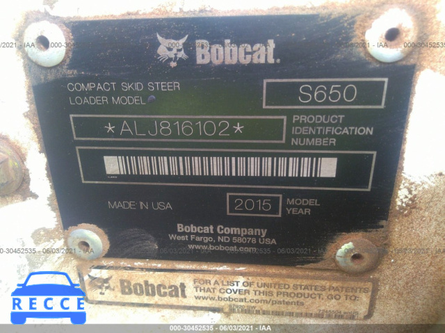 2015 BOBCAT S650  ALJ816102 image 8