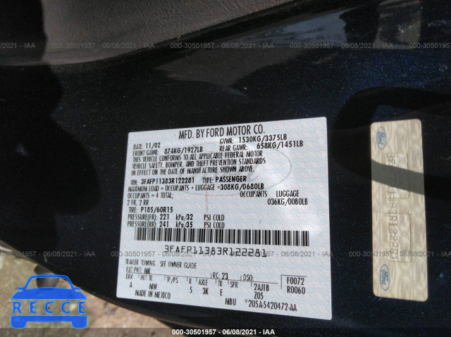 2003 FORD ZX2 ZX2 3FAFP11383R122281 image 8