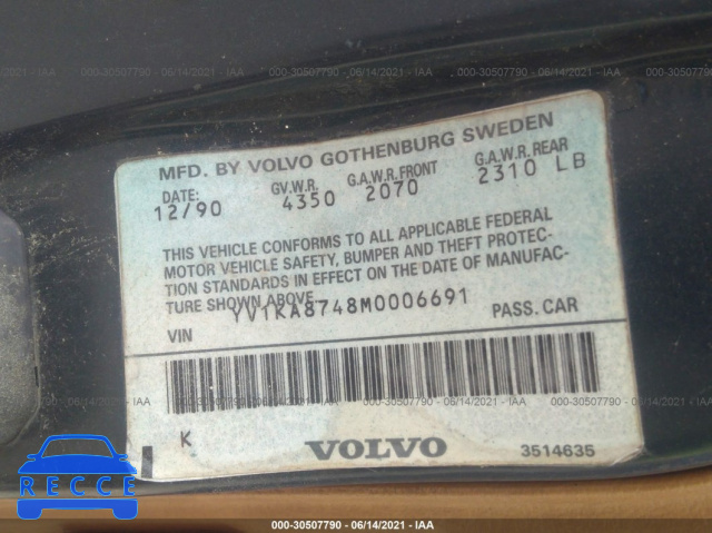 1991 VOLVO 940 SE YV1KA8748M0006691 image 8
