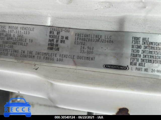 2003 FREIGHTLINER MEDIUM CONVENTIONAL FL106 1FVABZB833HJ21606 image 9