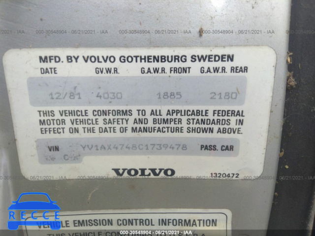 1982 VOLVO 244 GLT YV1AX4748C1739478 image 8