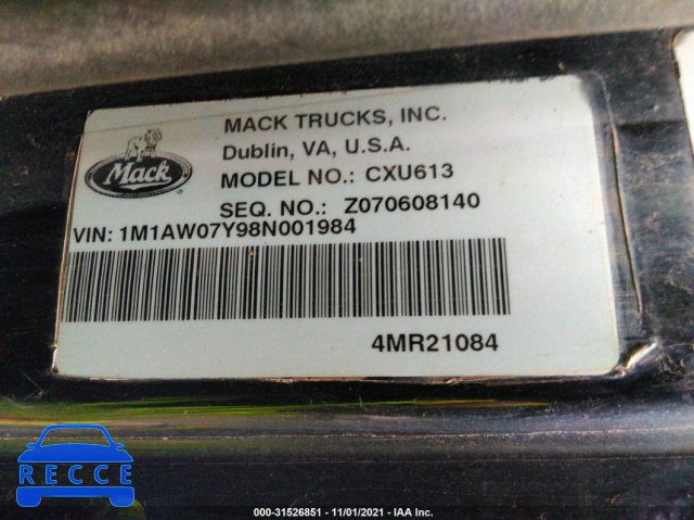 2008 MACK CXU613 1M1AW07Y98N001984 Bild 8