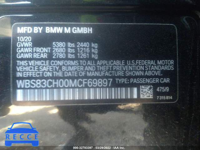 2021 BMW M5 WBS83CH00MCF69897 image 8