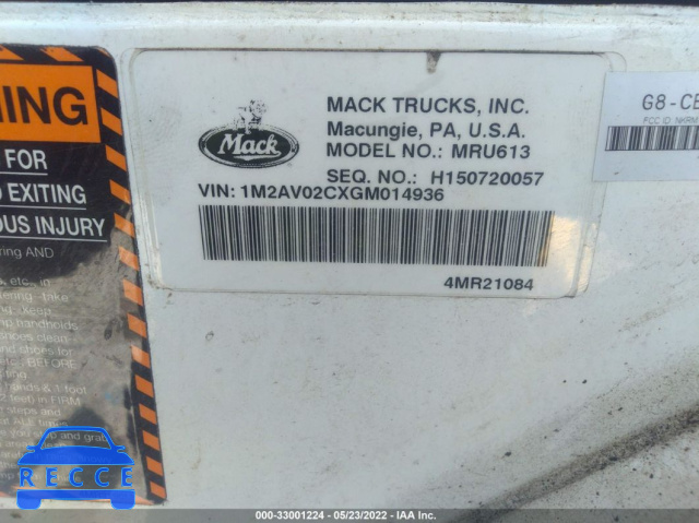 2016 MACK 600 MRU600 1M2AV02CXGS014936 зображення 8