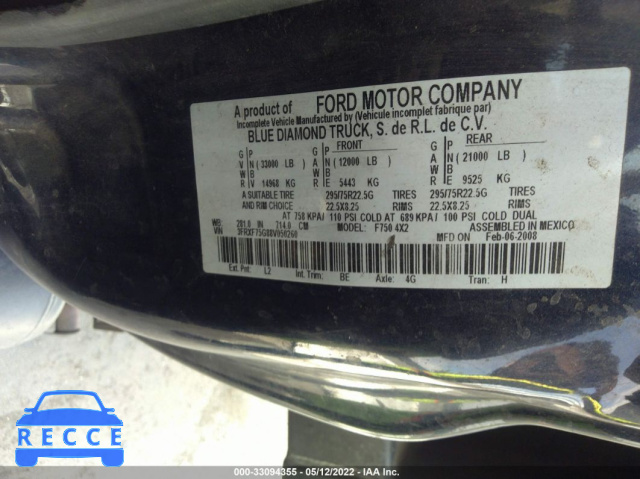 2008 FORD SUPER DUTY F-750 XL/XLT 3FRXF75G88V050260 image 8