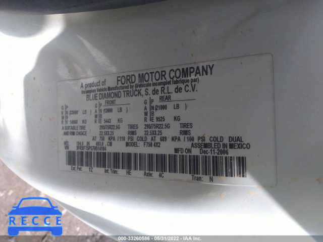 2007 FORD SUPER DUTY F-750 XL/XLT 3FRXF75P57V514104 image 8