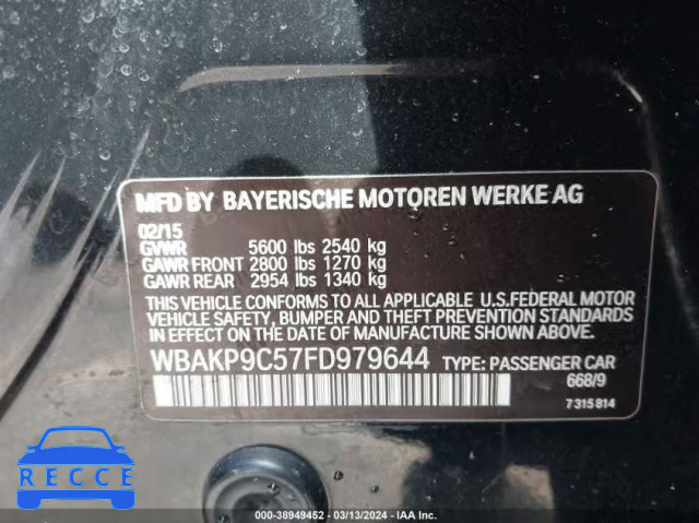 2015 BMW 550I XDRIVE WBAKP9C57FD979644 image 8