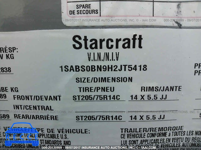 2017 STARCRAFT OTHER 1SABS0BN9H2JT5618 зображення 8