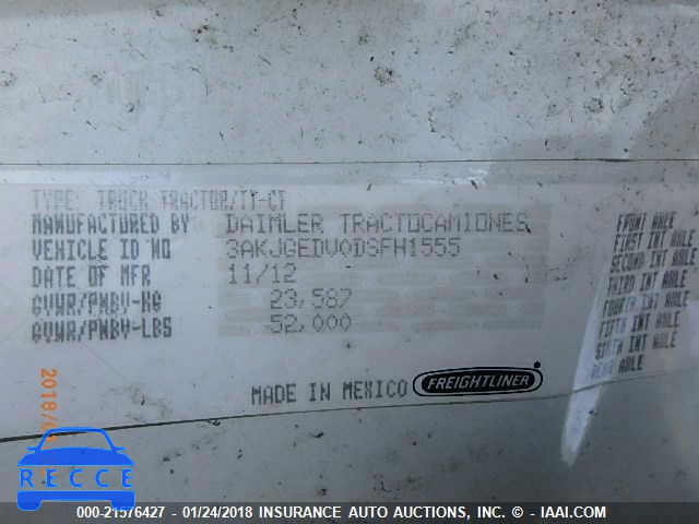 2013 FREIGHTLINER CASCADIA 125 3AKJGEDV0DSFH1555 image 9