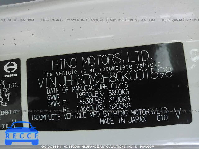 2016 HINO 195 JHHSPM2H8GK001598 image 8