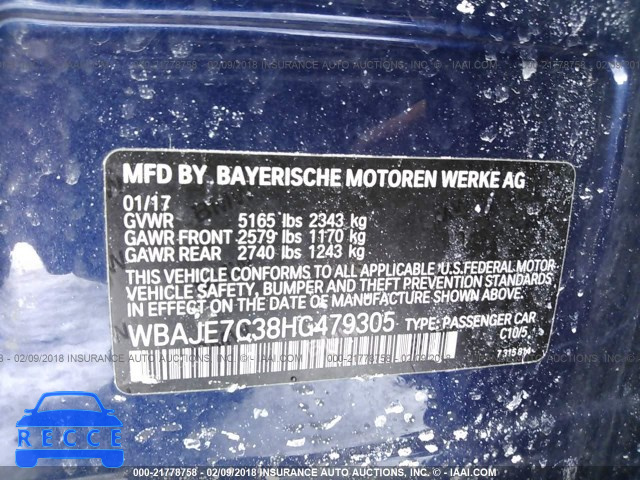 2017 BMW 540 XI WBAJE7C38HG479305 зображення 8