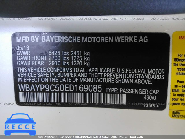 2014 BMW 650 I WBAYP9C50ED169085 зображення 8