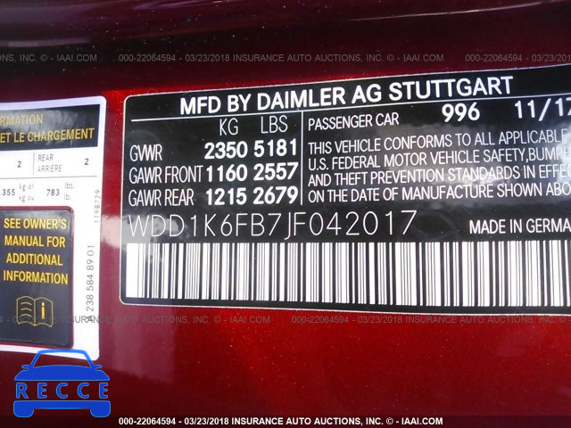 2018 MERCEDES-BENZ E 400 WDD1K6FB7JF042017 Bild 8