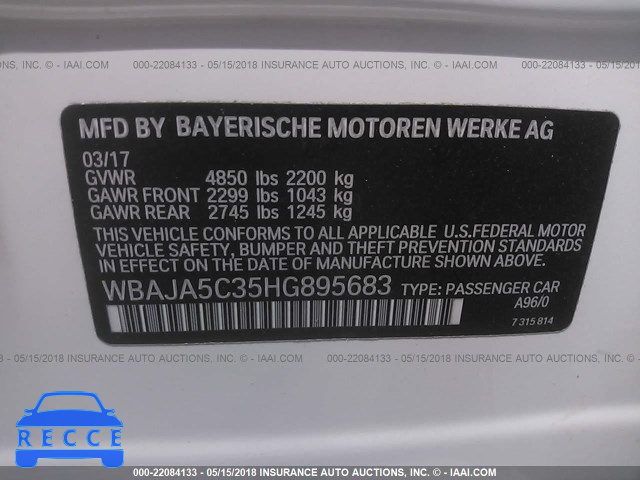 2017 BMW 530 I WBAJA5C35HG895683 image 7