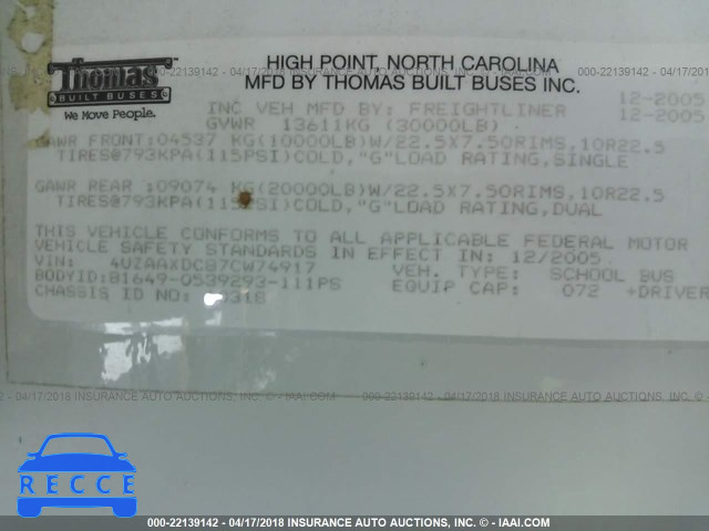 2007 FREIGHTLINER CHASSIS FS65 4UZAAXDC87CW74917 image 8