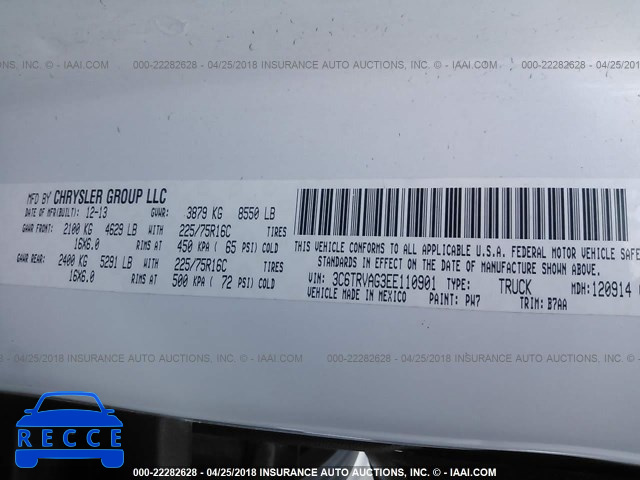 2014 RAM PROMASTER 1500 1500 STANDARD 3C6TRVAG3EE110901 image 8