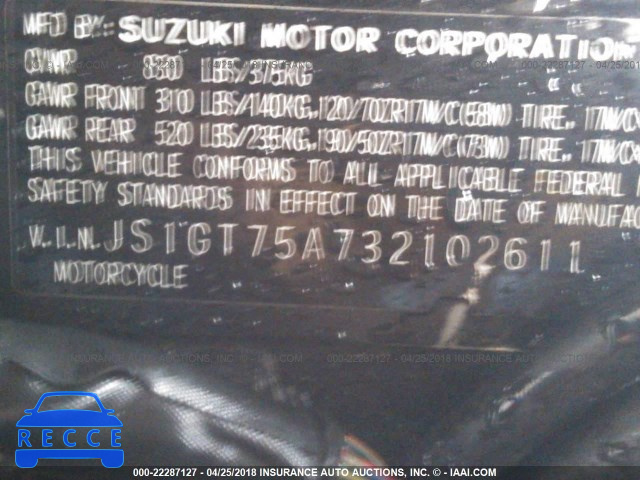 2003 SUZUKI GSX-R1000 JS1GT75A732102611 image 9