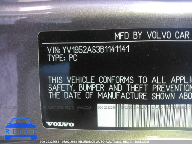 2011 VOLVO S80 3.2 YV1952AS3B1141141 image 8
