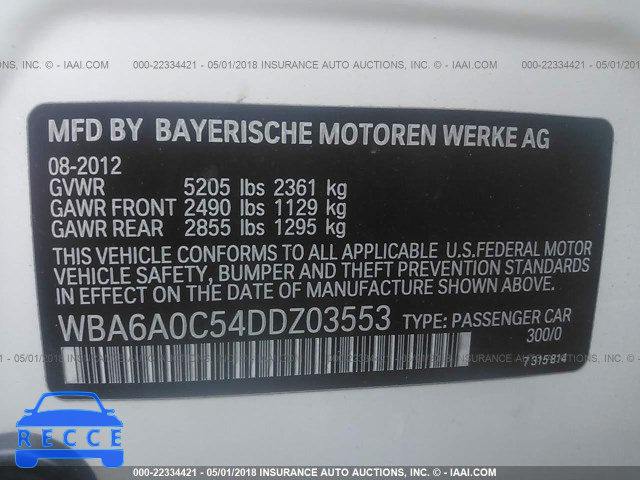 2013 BMW 640 I WBA6A0C54DDZ03553 зображення 8