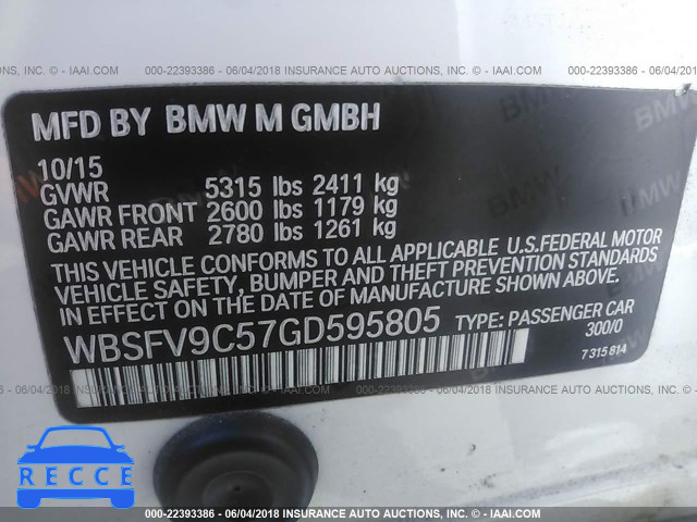 2016 BMW M5 WBSFV9C57GD595805 зображення 8