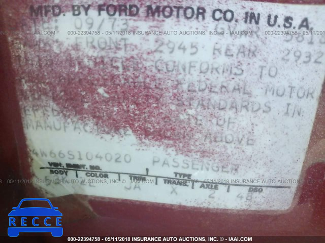 1974 FORD LTD 4W66S104020 image 8