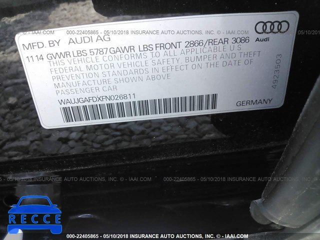 2015 AUDI A8 QUATTRO WAUJGAFDXFN026811 зображення 7