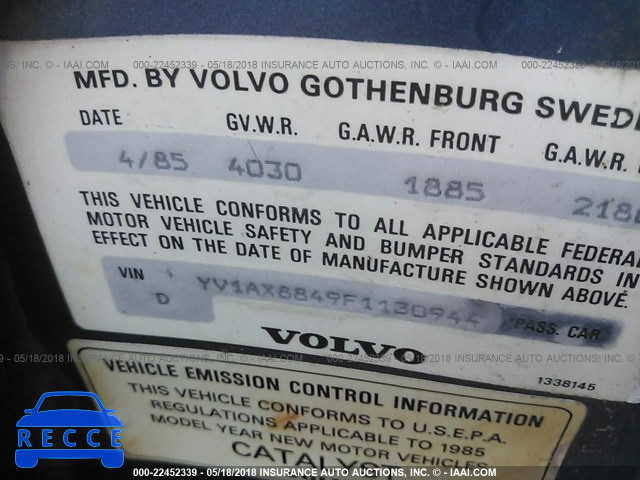 1985 VOLVO 244 DL/GL YV1AX8849F1130944 image 8