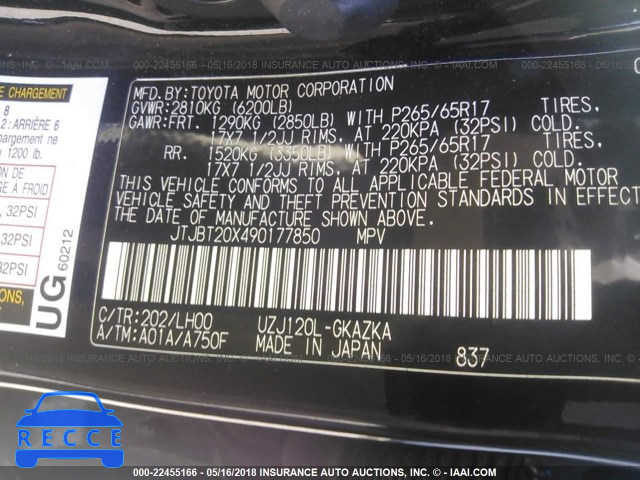 2009 LEXUS GX 470 JTJBT20X490177850 image 8