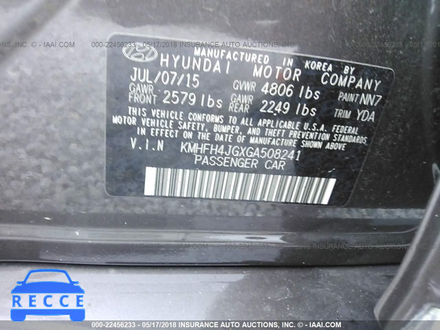 2016 HYUNDAI AZERA LIMITED KMHFH4JGXGA508241 image 8