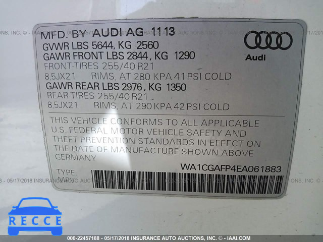 2014 AUDI SQ5 PREMIUM PLUS WA1CGAFP4EA061883 зображення 8