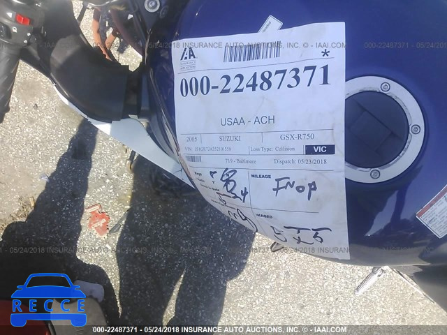 2005 SUZUKI GSX-R750 K JS1GR7JA352101558 image 6