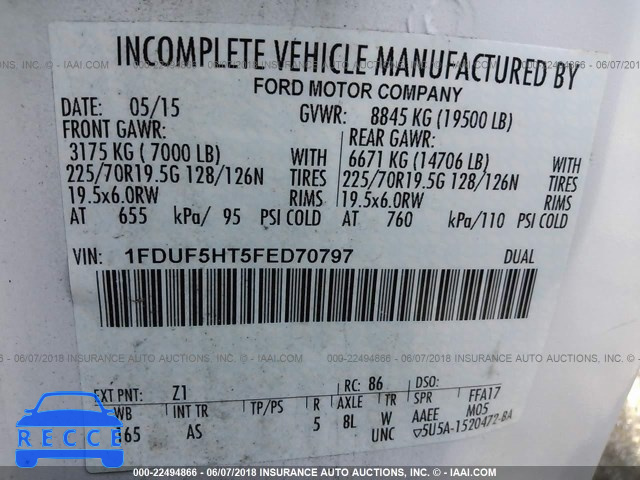 2015 FORD F550 SUPER DUTY 1FDUF5HT5FED70797 зображення 9