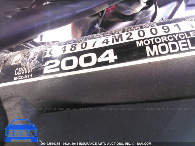2004 HONDA CB900 F JH2SC48074M200911 зображення 9