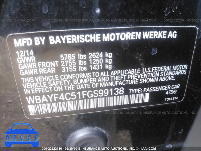 2015 BMW 740 LXI WBAYF4C51FGS99138 зображення 8