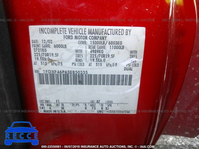 2003 FORD F450 SUPER DUTY 1FDXF46P63EB50335 image 9