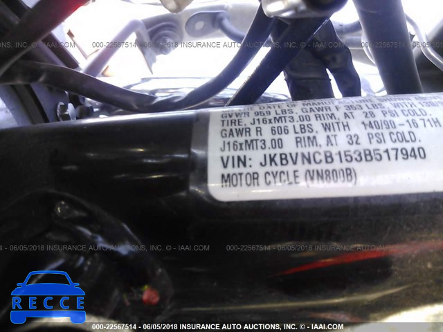 2003 KAWASAKI VN800 B JKBVNCB153B517940 зображення 9