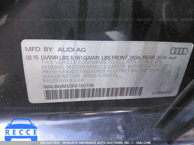 2015 AUDI S4 PREMIUM PLUS WAUBGAFL5FA100106 image 8