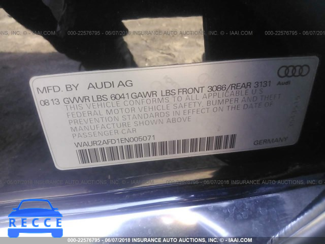 2014 AUDI A8 L QUATTRO WAUR2AFD1EN005071 image 8