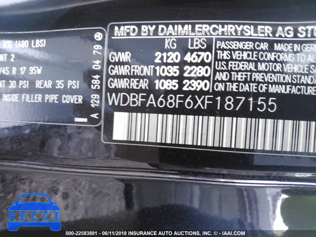 1999 MERCEDES-BENZ SL 500 WDBFA68F6XF187155 image 8