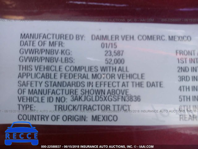 2016 FREIGHTLINER CASCADIA 125 3AKJGLD5XGSFN3836 image 8