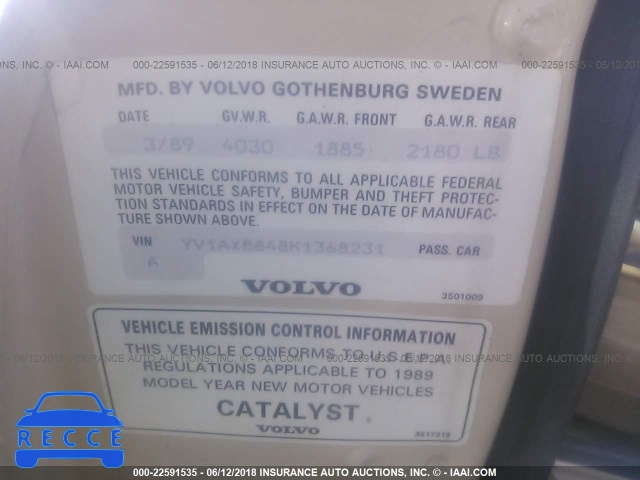 1989 VOLVO 244 DL/GL YV1AX8848K1368231 Bild 8