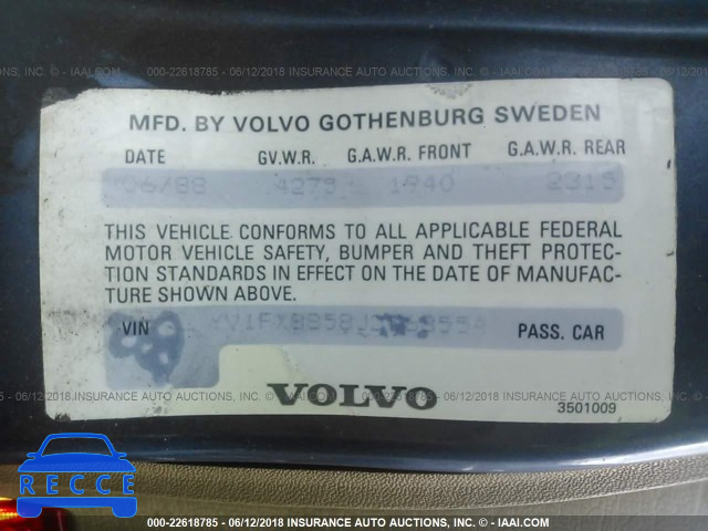 1988 VOLVO 740 GLE YV1FX8858J2168554 image 8