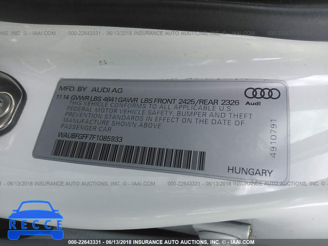 2015 AUDI S3 PREMIUM PLUS WAUBFGFF7F1085933 зображення 8