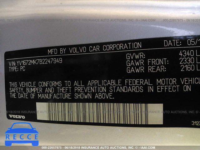 2011 VOLVO C30 T5 YV1672MK7B2247949 Bild 8