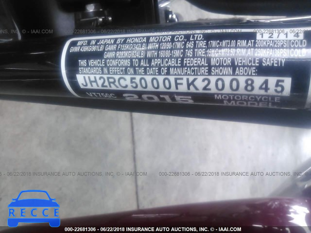 2015 HONDA VT750 C JH2RC5000FK200845 image 9