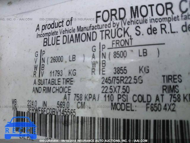 2011 FORD F650 SUPER DUTY 3FRWF6FC0BV145565 image 9