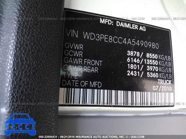 2010 MERCEDES-BENZ SPRINTER 2500 WD3PE8CC4A5490980 image 8